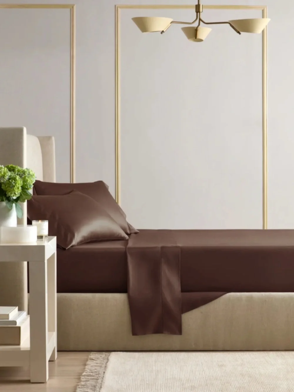 NEW, QUINCE, Signature Giza Cotton Sateen Sheet Set, Full, Espresso